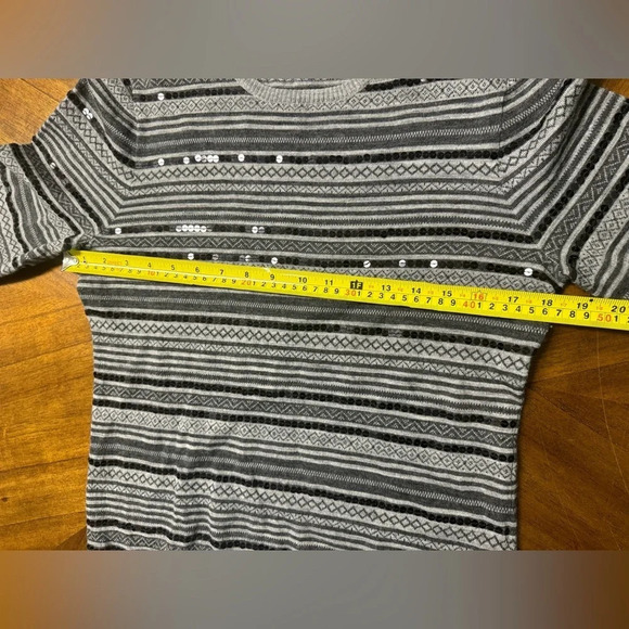 Antonio Melani Wool Blend Long Sleeve Sweater Sequin Stripes Cozy Size Med - Picture 3 of 7